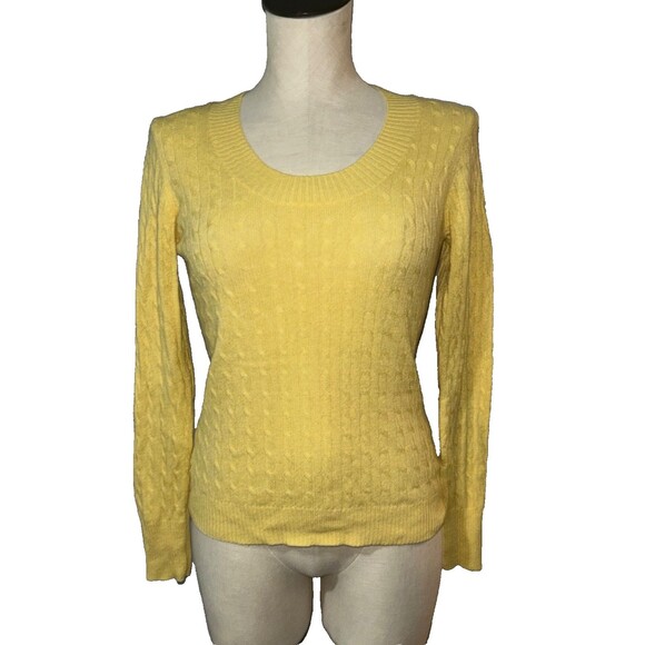 Tweeds Women’s 100% 2-Ply Cashmere Scoop Neck Sweater size L Butter Yellow - Picture 1 of 7